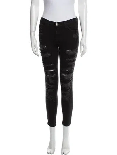 Pre-owned Current Elliott Mid-rise Skinny Leg Jeans In Black