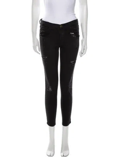Pre-owned Current Elliott Mid-rise Skinny Leg Jeans In Black