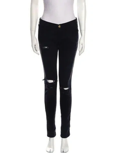 Pre-owned Current Elliott Mid-rise Skinny Leg Jeans In Black
