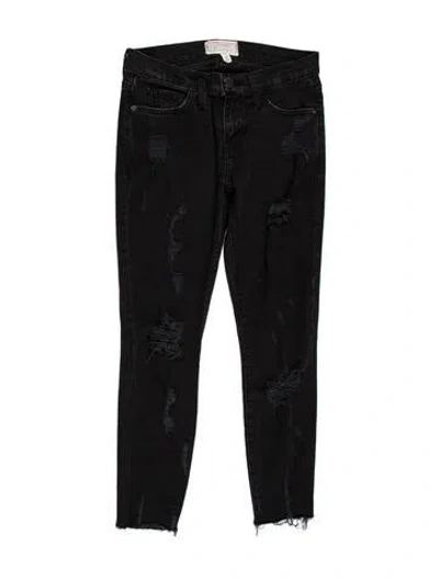 Pre-owned Current Elliott Mid-rise Skinny Leg Jeans In Black
