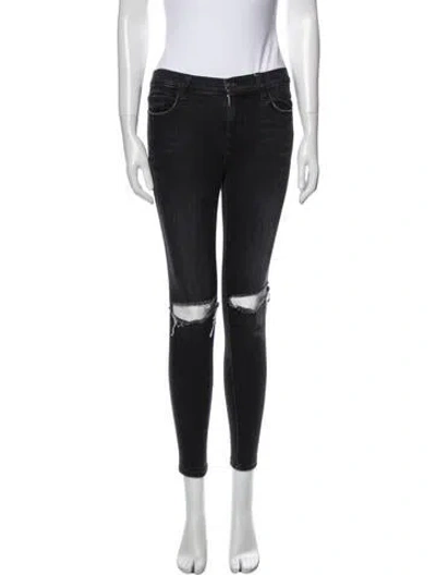Pre-owned Current Elliott Mid-rise Skinny Leg Jeans In Black