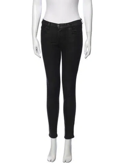 Pre-owned Current Elliott Mid-rise Skinny Leg Jeans In Black