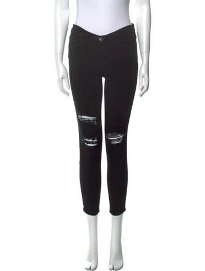 Pre-owned Current Elliott Mid-rise Skinny Leg Jeans In Black