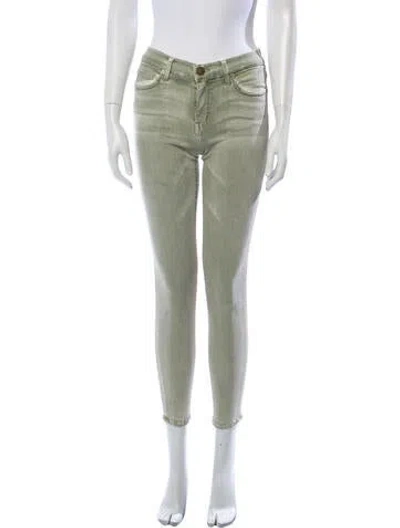 Pre-owned Current Elliott Mid-rise Skinny Leg Jeans In Green