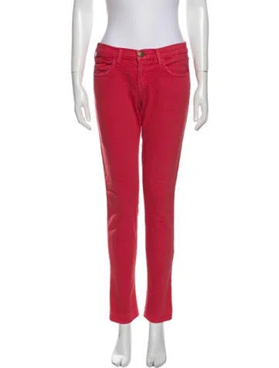 Pre-owned Current Elliott Mid-rise Skinny Leg Jeans In Red
