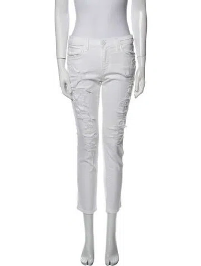 Pre-owned Current Elliott Mid-rise Skinny Leg Jeans In White