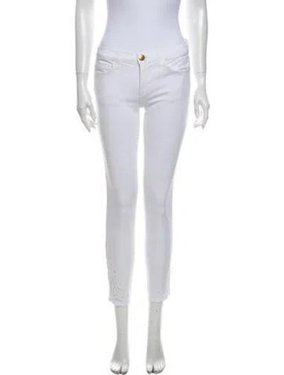 Pre-owned Current Elliott Mid-rise Skinny Leg Jeans In White