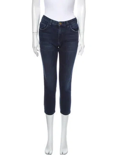 Pre-owned Current Elliott Mid-rise Straight Leg Jeans In Blue