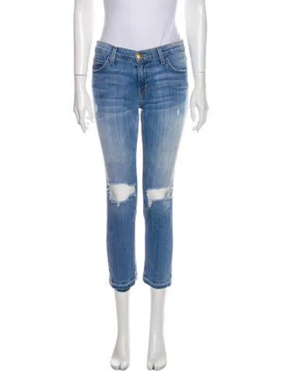 Pre-owned Current Elliott Mid-rise Straight Leg Jeans In Blue