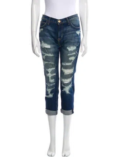 Pre-owned Current Elliott Mid-rise Straight Leg Jeans In Blue