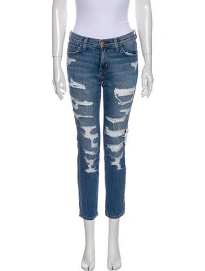 Pre-owned Current Elliott Mid-rise Straight Leg Jeans In Blue
