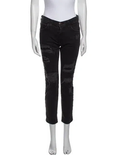 Pre-owned Current Elliott Mid-rise Straight Leg Jeans In Gray