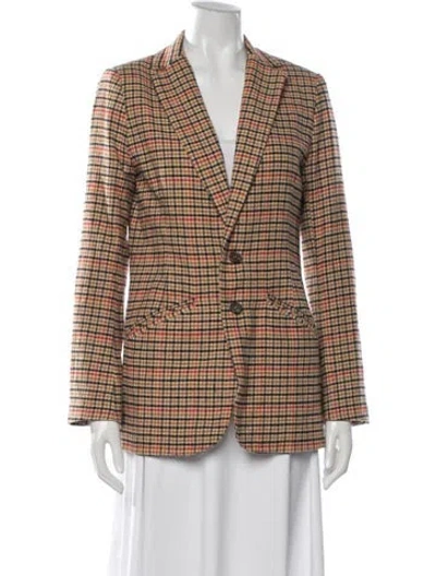 Pre-owned Current Elliott Plaid Print Blazer In Black/brown/red