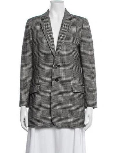 Pre-owned Current Elliott Plaid Print Blazer In Grey