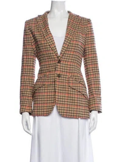 Pre-owned Current Elliott Plaid Print Blazer In Neutrals