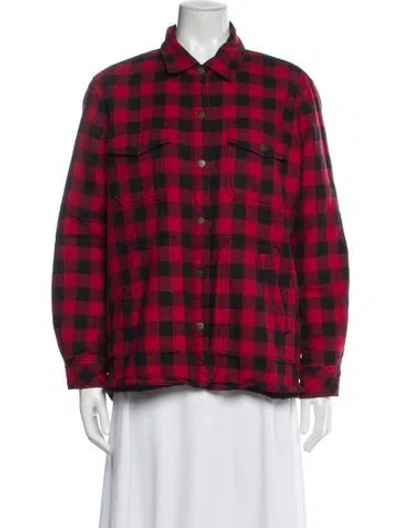 Pre-owned Current Elliott Plaid Print Jacket In Red