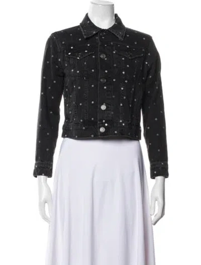 Pre-owned Current Elliott Polka Dot Print Denim Jacket In Black