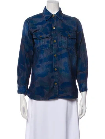 Pre-owned Current Elliott Printed Denim Jacket In Blue