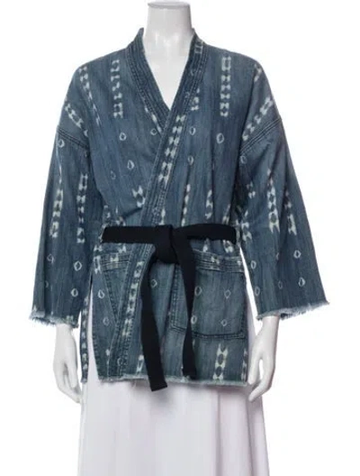 Pre-owned Current Elliott Printed Denim Jacket In Blue
