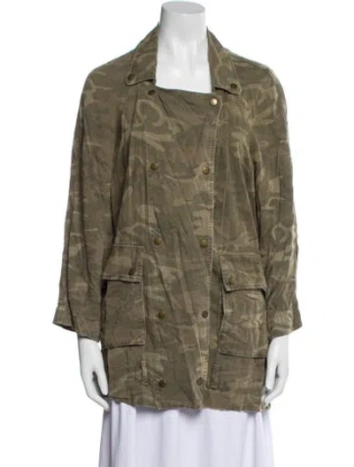 Pre-owned Current Elliott Printed Utility Jacket In Green