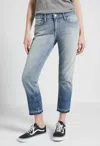 Current Elliott Released Hem Cotton Denim Crop Jeans In Blue In Blue