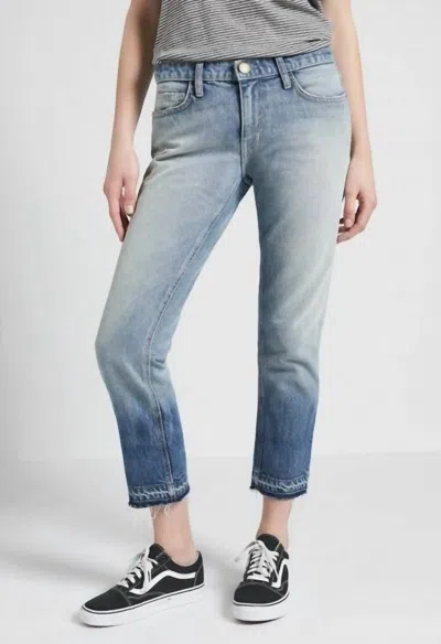 Current Elliott Released Hem Cotton Denim Crop Jeans In Blue