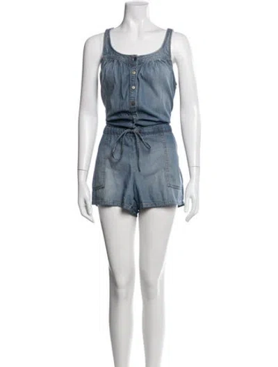 Pre-owned Current Elliott Scoop Neck Romper In Blue