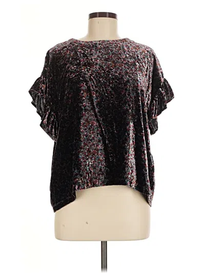 Pre-owned Current Elliott Short Sleeve Blouse In Black