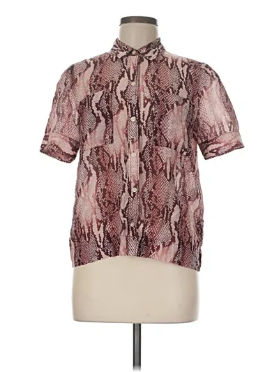Pre-owned Current Elliott Short Sleeve Blouse In Burgundy