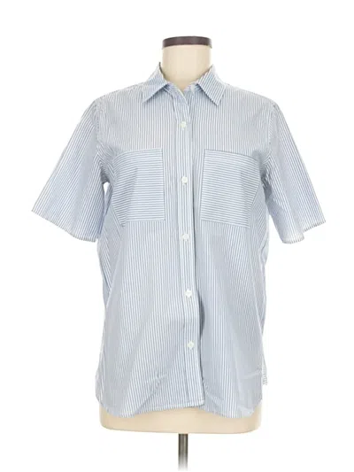 Pre-owned Current Elliott Short Sleeve Button Down Shirt In Blue