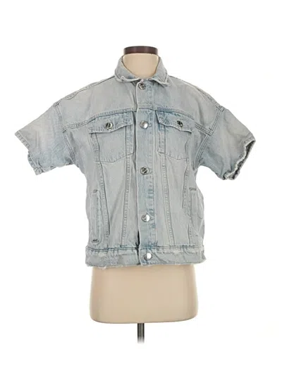 Pre-owned Current Elliott Short Sleeve Button Down Shirt In Blue