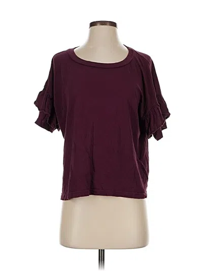 Pre-owned Current Elliott Short Sleeve T-shirt In Burgundy