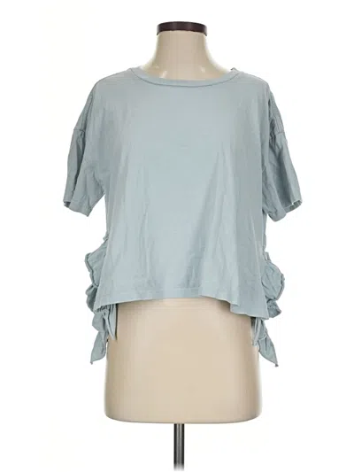 Pre-owned Current Elliott Short Sleeve Top Blue Keyhole Neckline Tops