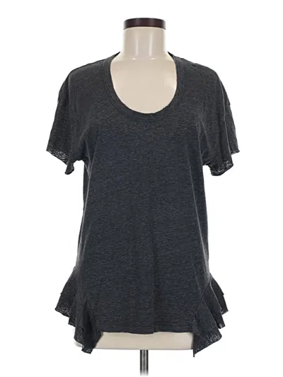 Pre-owned Current Elliott Short Sleeve Top Gray Scoop Neck Tops