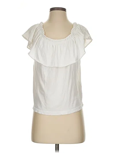 Pre-owned Current Elliott Short Sleeve Top Ivory Ruffles Neckline Tops