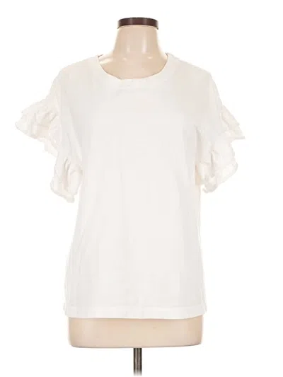 Pre-owned Current Elliott Short Sleeve Top Ivory Ruffles Neckline Tops