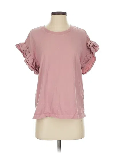Pre-owned Current Elliott Short Sleeve Top Pink Ruffles Neckline Tops