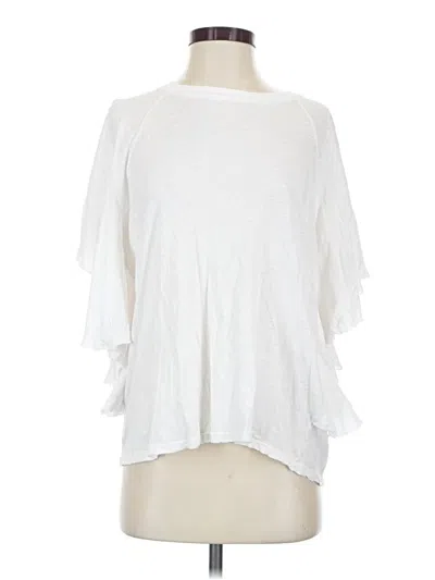 Pre-owned Current Elliott Short Sleeve Top White Cold Shoulder Neckline Tops