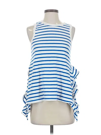 Pre-owned Current Elliott Sleeveless Top Blue Stripes Pattern Tops