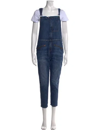 Pre-owned Current Elliott Square Neckline Jumpsuit In Blue