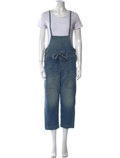 Pre-owned Current Elliott Square Neckline Jumpsuit In Blue