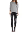 Current Elliott Stiletto Tattered Jeans In Black Tattered