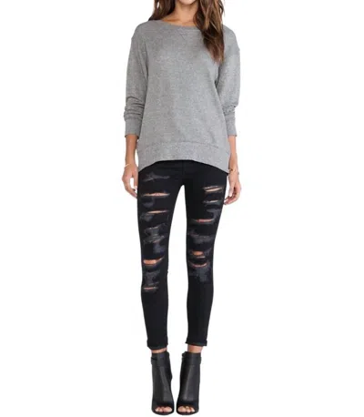 Current Elliott Stiletto Tattered Jeans In Black Tattered