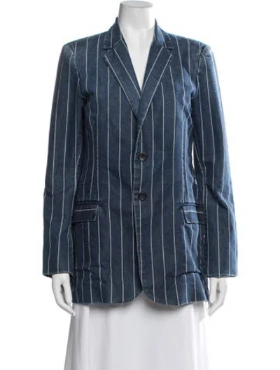 Pre-owned Current Elliott Striped Blazer In Blue