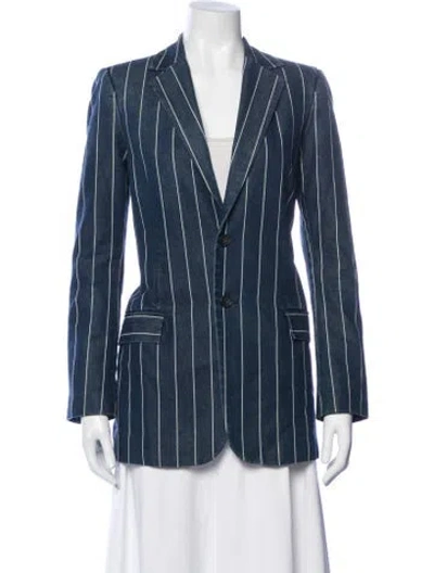 Pre-owned Current Elliott Striped Blazer In Blue/white