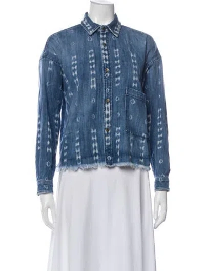 Pre-owned Current Elliott Striped Denim Jacket In Blue