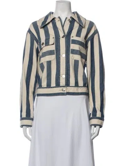 Pre-owned Current Elliott Striped Denim Jacket In Blue