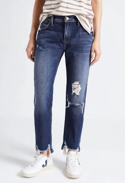 Current Elliott The Cropped Straight Jean In Further Destroyed Hack Hem In Blue