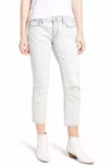 Current Elliott The Cropped Straight Leg Destroy Ankle Jean In Blue In Blue
