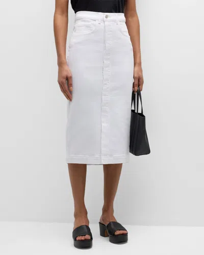 Current Elliott The Insignia Denim Midi Skirt In Optic White